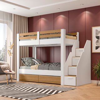 Beliche Solteiro Adulto com 2 Gavetões e 4 Nichos Star Plus Casatema MadeiraOriginals Montana/Branco em Oferta na Shopee