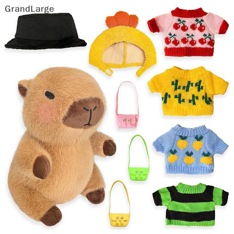 [GrandLarge] 8-10 Peças Boneca De Pelúcia Capivara Com Roupas E Acessórios Conjunto De Brinquedos De Fofo BR
