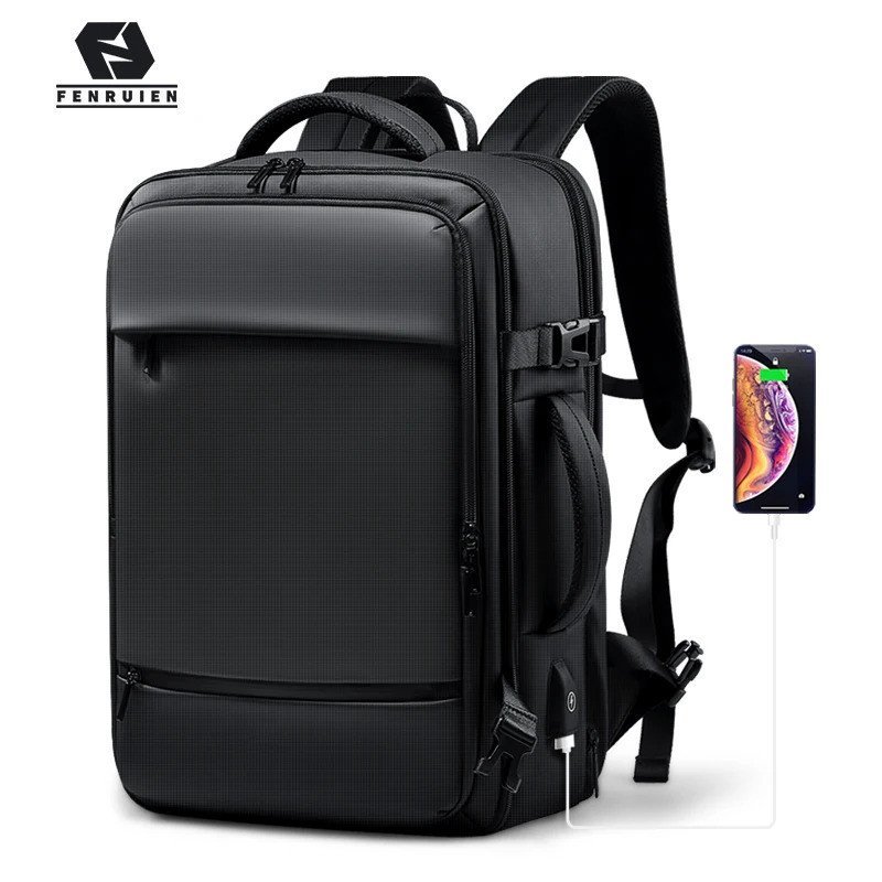 Mochila Fenruien Masculina 17,3 Polegadas Mochilas para Laptop Expansíveis Carregamento USB Grande Capacidade Mochila de