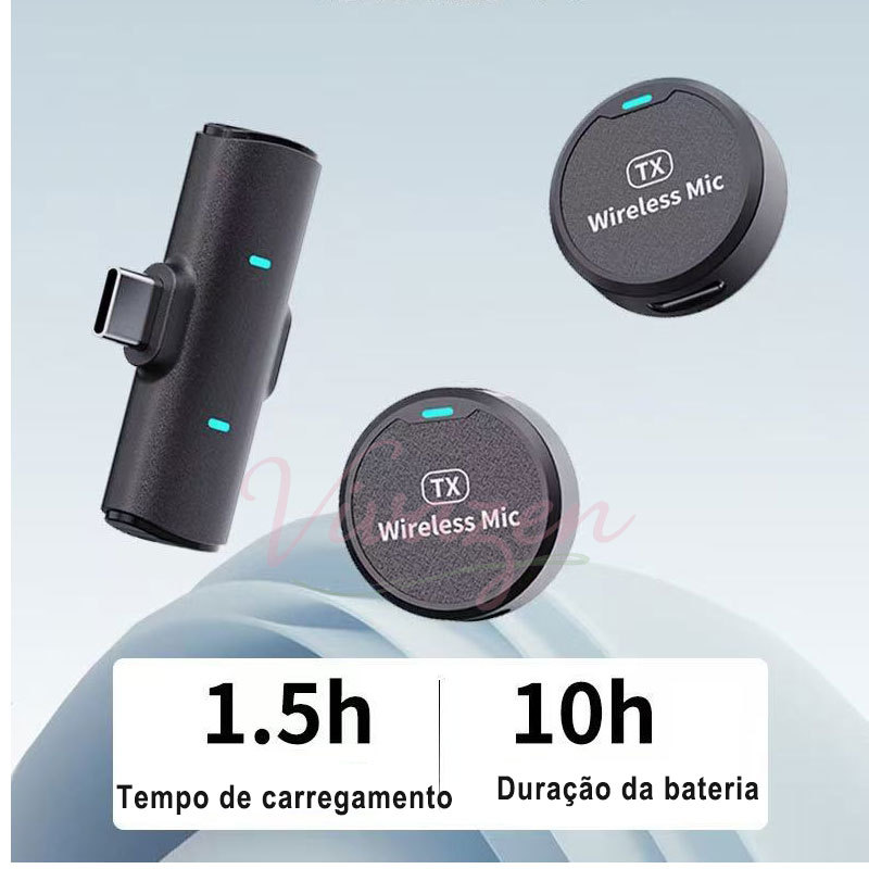 Microfone Duplo Com Ímã De Lapela Duplo Profissional Original Magnético Microfone Bluetooth Sem Fio 20 Metros