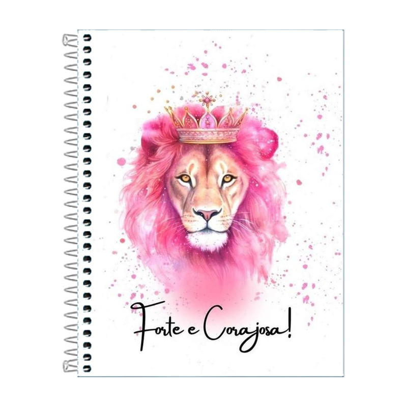 Caderno Leão Feminino Personalizado Escolar 1 ,10 ou 20 Matérias Fofa Estudo Presente Menina