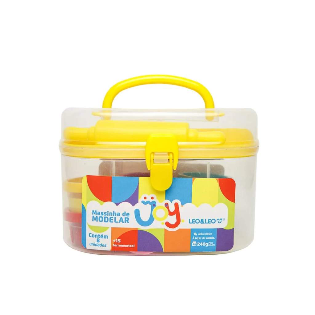 Kit Massa de Modelar Joy Maleta - 8 Cores Mais 15 Moldes Leo&Leo Leonora - 73532