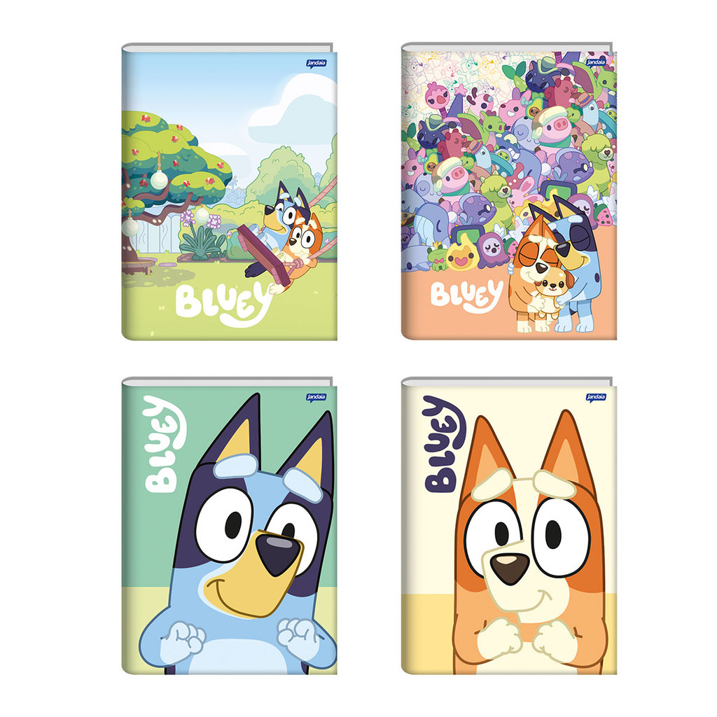 Caderno brochura capa dura 1/4 80 folhas Bluey Jandaia em Oferta na Shopee