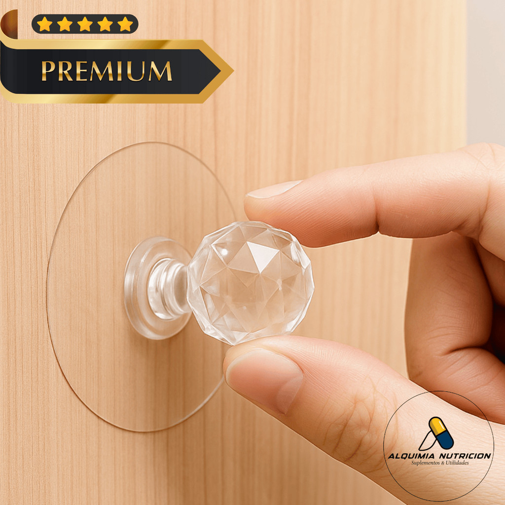 Puxador de Porta | Acrílico Cristal Adesivo Sem Furo | Para Gavetas | Móveis e Banheiro (Kit 2 á 16  Und) em Oferta na Shopee
