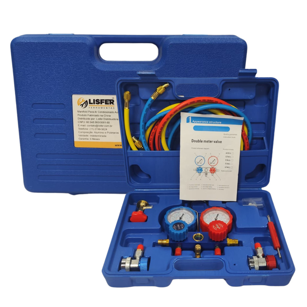 Manifold Para Ar Condicionado Automotivo C Maleta+Mangueiras