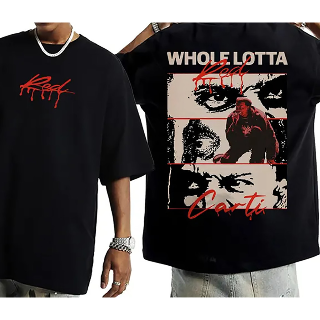 2025 Camiseta Masculina Feminina Unissex, Design Playboi Carti 'Whole Lotta Red' Estilo Hip - Hop