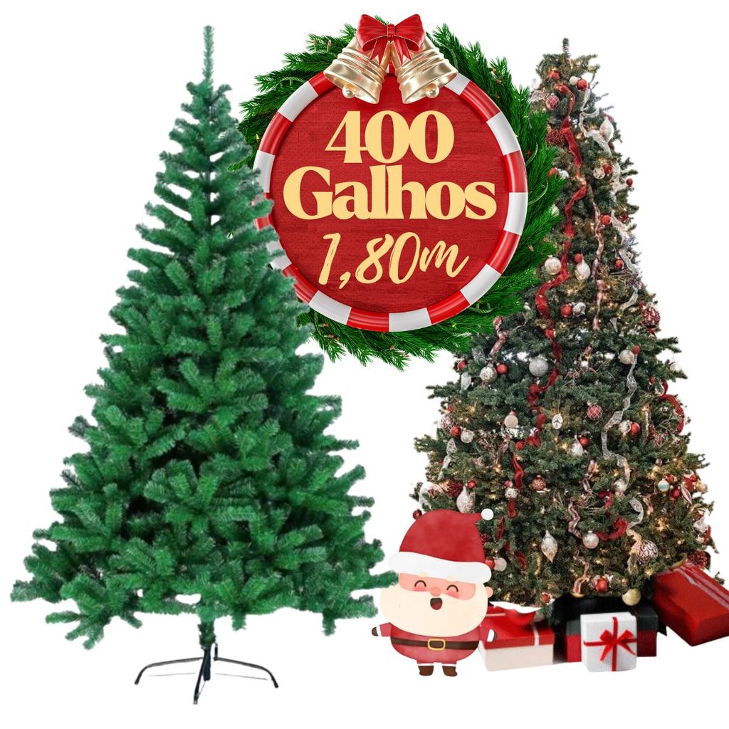 Árvore De Natal 1,8m Grande E Volumosa Verde Com 400 Galhos Pinheiro Canadense Alto Denso