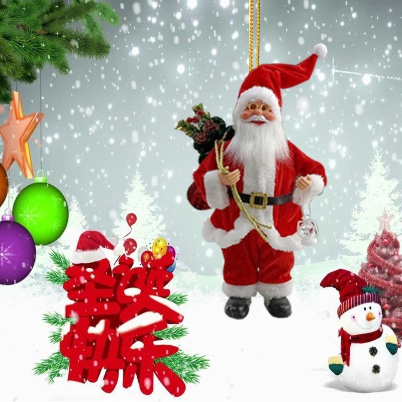 Enfeites de papai noel acrílico papai noel em pé pingente árvore de natal pequeno pingente festa de papai noel decoração