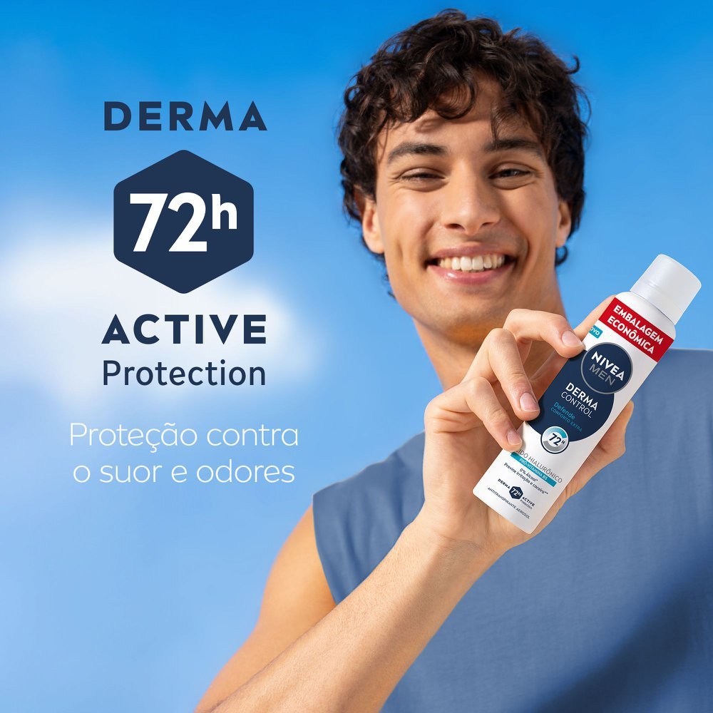 Detalhes do Desodorante Nivea Men Derma Control Defende Aerossol 72h Antitranspirante Embalagem Econômica 200ml