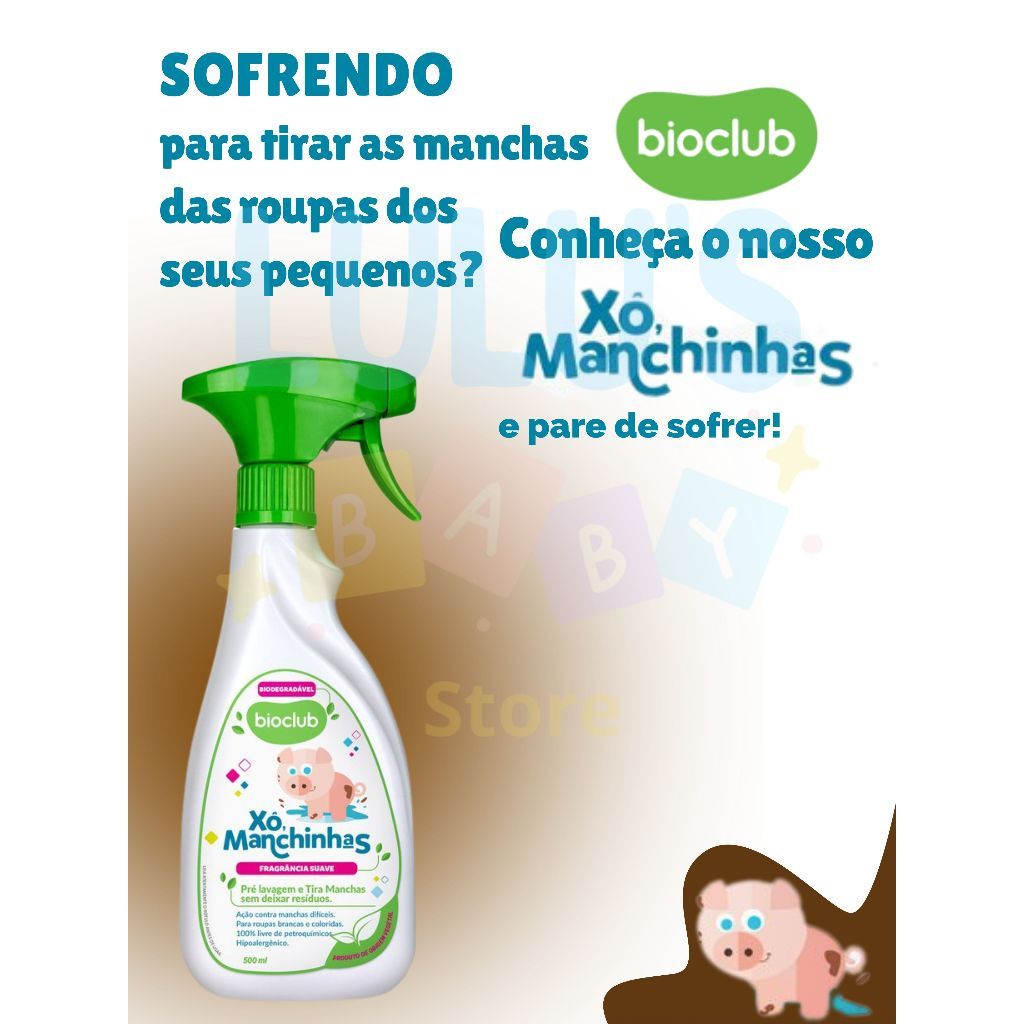 Xô Manchinhas Bioclub 500ml Pré-Lavagem E Tira-Manchas Sem Cloro - Limpeza de Manchas,Roupas de Bebe em Oferta na Shopee