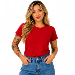 Blusa T-Shirt Camiseta Feminina Básica Lisa 100% Algodão