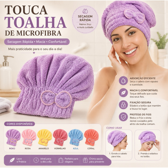 Touca De Secagem De Cabelo Em Pelúcia Coral – Super Absorvente, Antifiapos, Secagem Rápida – Cores Sortidasjessi