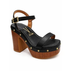 Sandália Vizzano Feminino Camel Design Sofisticado Preta