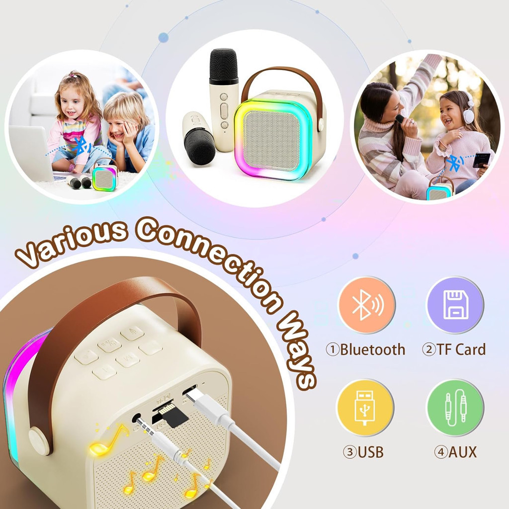K12 Caixa de som sem fio com microfone Karaokê, Mini Alto-falante Bluetooth portátil de Karaoke com 1 Microfone