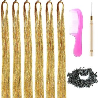 6 pacotes de extensões de cabelo de 43 polegadas de comprimento, com kit de ferramentas incluído, totalizando 1200 mecha