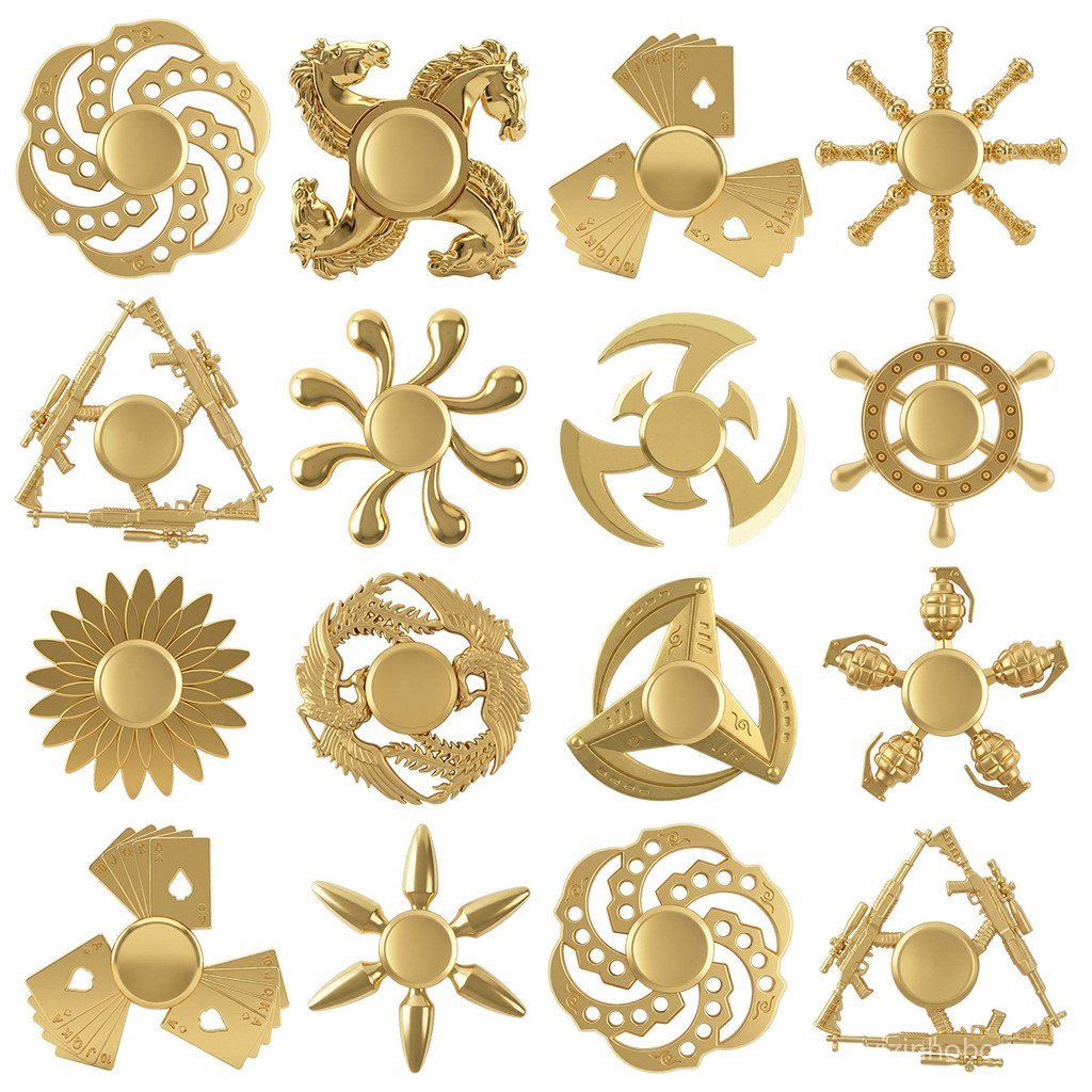 Spinner de Dedo em Liga Metálica EDC, Brinquedo Giratório Dourado para Alívio do Estresse, Hand Spinner, Giroscópio de D