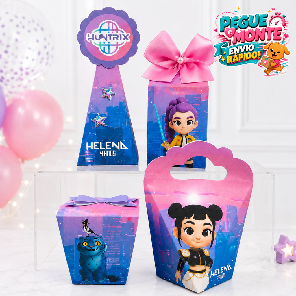 Kit Caixas Guerreiras do Kpop Cute | Lembrancinhas Personalizadas | Caixinhas para Festa Infantil | Aniversário