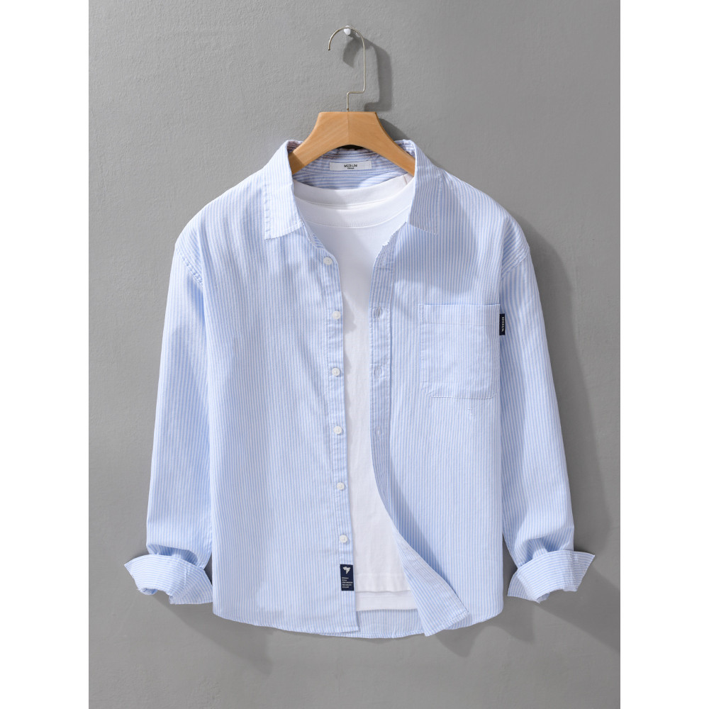 2026 camisa masculina listrada primavera na moda roupas frescas masculino algodão topo High-End camisa masculina macia