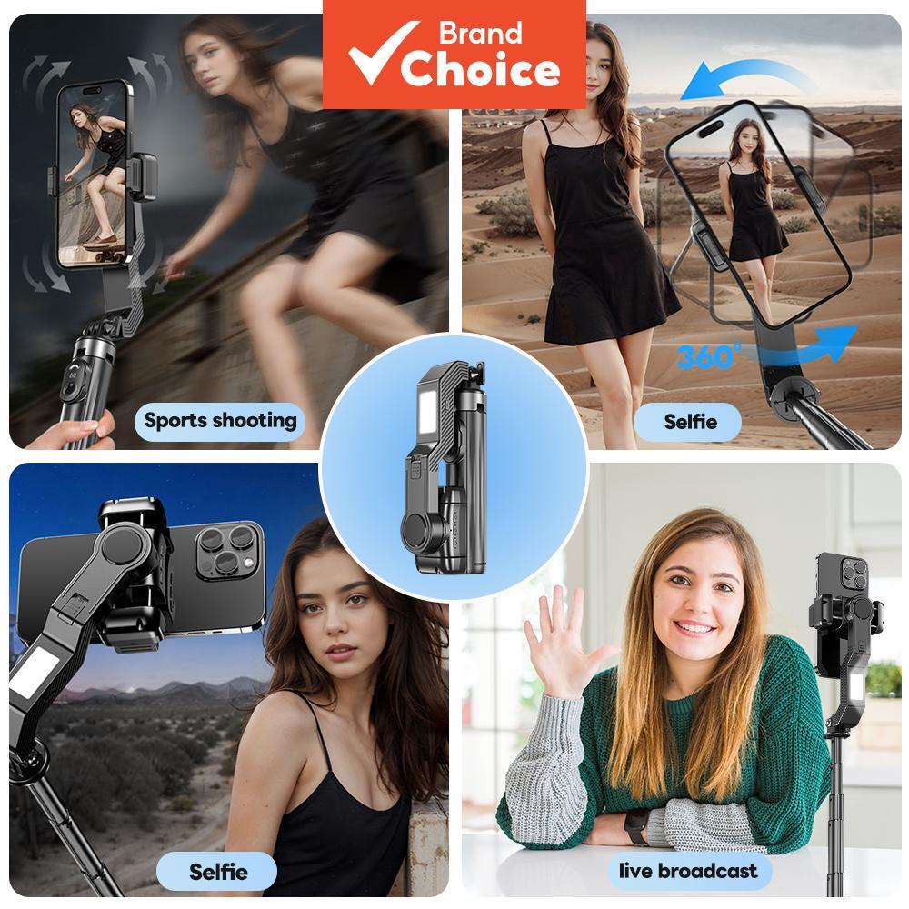 Estabilizador de Gimbal Controlador Sem Fio TOILEUM Anti-Vibração, Bastão de Selfie de Mão para Smartphone com Tripé
