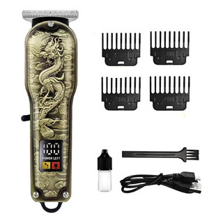 Máquina Cortar Cabelo Profissional Barba E Cabelo Recarregável USB Cortador De Cabelo Pezinho Visor Led Aparador Pelos