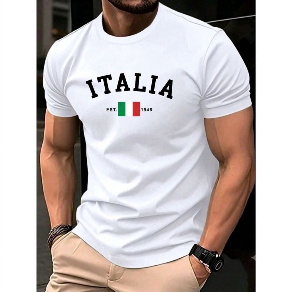 Camiseta Masculina Itália Algodão Premium Ideal Para Verão Praia Passeios Trabalho e Academia Leve