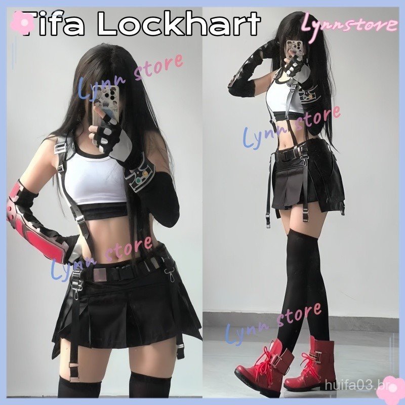 Novidades! Fantasia de Cosplay da TIFA Lockhart do Jogo Final Fantasy, Conjunto de Uniforme Feminino com Saia para Hallo