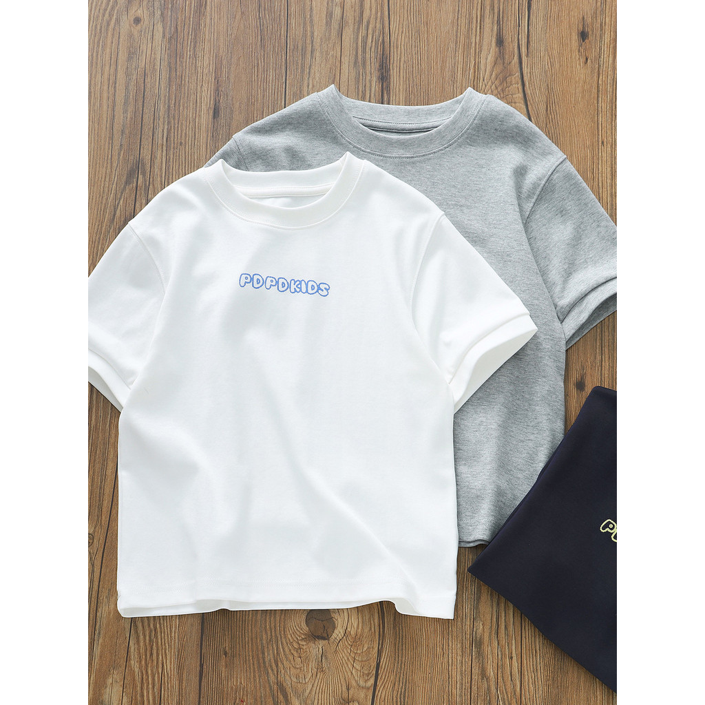 Meninos de alta qualidade verão novo estilo carta infantil em torno do pescoço de manga curta camiseta infantil médio gr