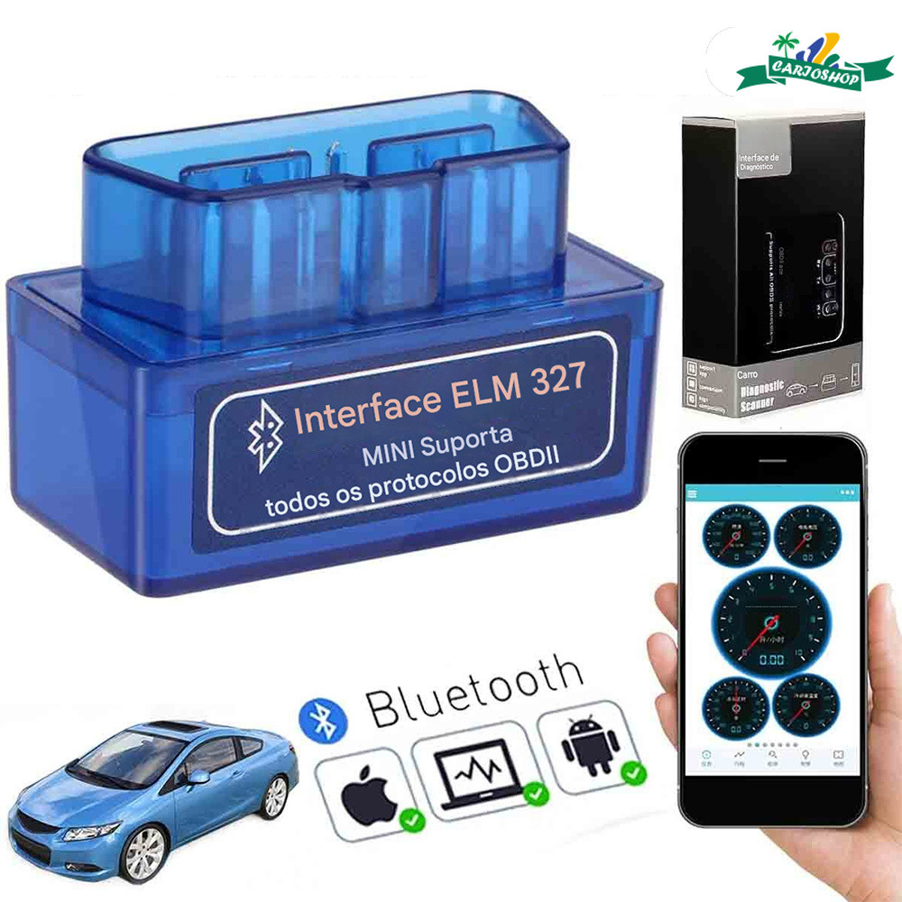 Scanner Automotivo Bluetooth OBD2 ELM327 –Mini para Android e iOS –Leitura de Parâmetros e Limpeza de Falhas do Veículo