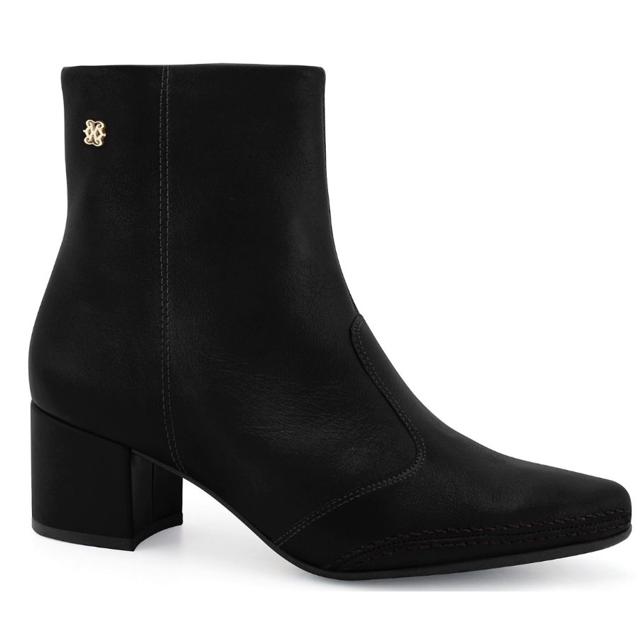 Bota Feminina Ramarim Bico Fino Confortavel Salto Bloco Moderna