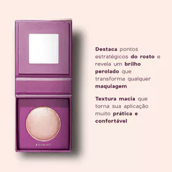 Kit Iluminador Rosa + Blush Líquido Laranja + Mini Batom Nude Océane (3 Produtos)