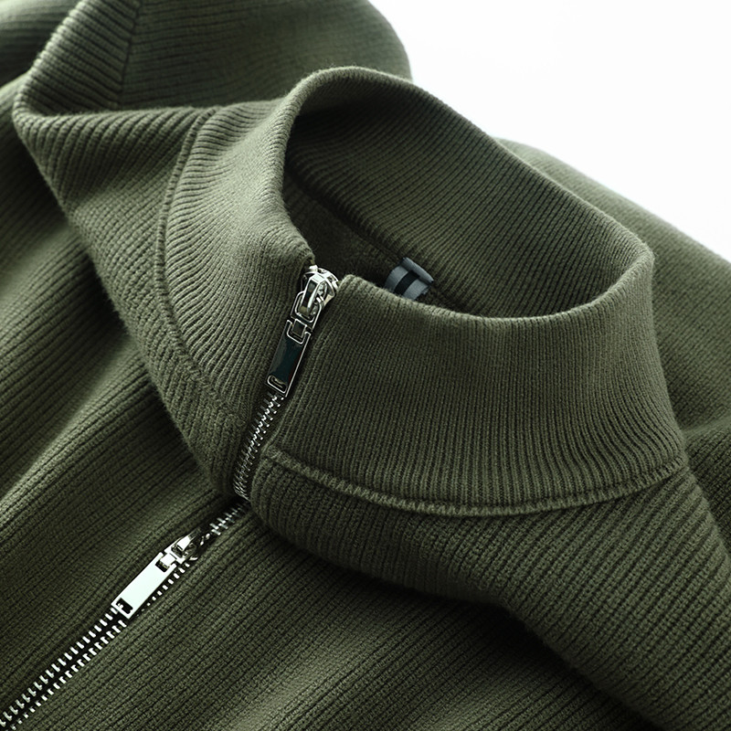 Cardigan de malha masculino outono inverno novo estilo simples camisola jaqueta gola zíper cor sólida solta malhas topo