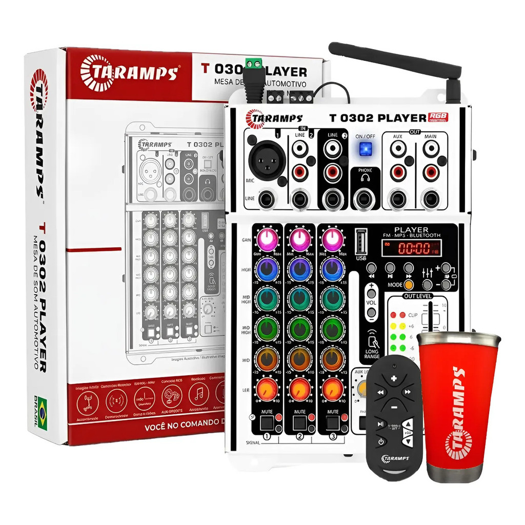 Mesa Taramps T 0302 Player Multicolor Bluetooth Fm Usb Fone Som Caixa Trio