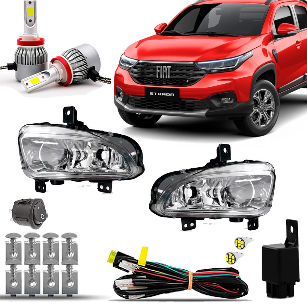 Kit Farol Milha Farolete Auxiliar Cibie Neblina Completo Strada 2020 2021 2022 2023 2024 Super Led 6000k