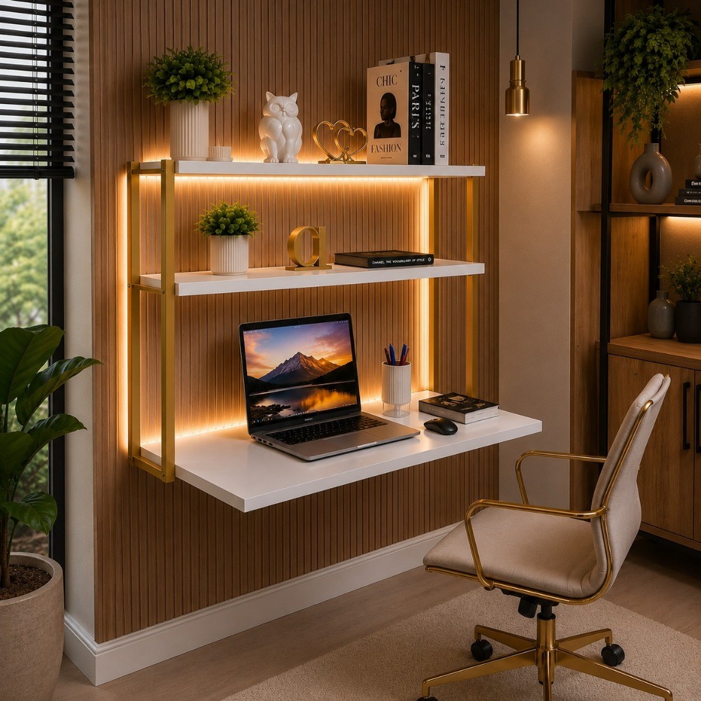 Escrivaninha Home Office Para Quarto Home Office Mesa Para Computador Industrial Penteadeira Suporte Dourado