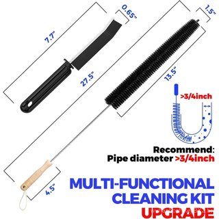 Kit de Limpeza de Dutos de Secador Holikme com 3 Peças, Escova de Limpeza de Fiapos de Aço Inoxidável 304 para Dutos de 