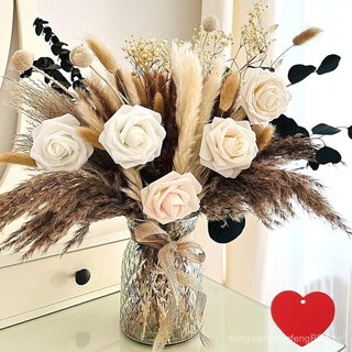100 peças de arranjo de flores artificiais com vaso incluído, decorações para centro de mesa de jantar, flores artificia