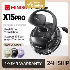 MINISO X15 Pro Fones De Ouvido AI Tradução Em Tempo Real Vídeo Liking 135 Idiomas Esportivos Com Cordão Para Música