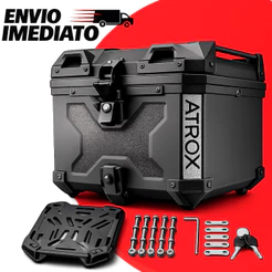 Baú Bauleto Moto Reforçado Universal Para Moto 45 Litros Com Forro E Trava Anti Furto Completo