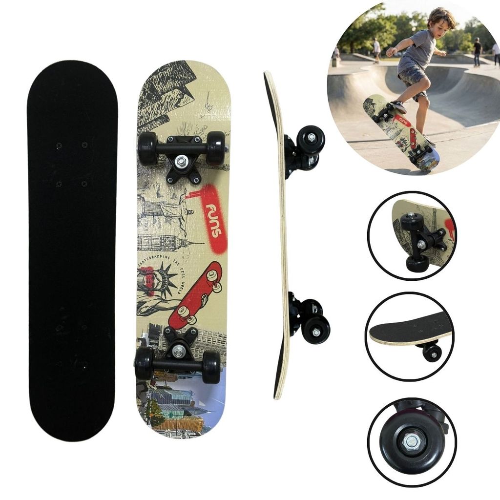 Skate Infantil 24 Polegadas Shape Monumentos Com Bolsa Para Transporte Shape Madeira Rodas 50mm Importway