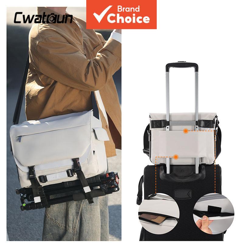 Cwatcun Camera Sling Bag Fotografia À Prova D'água Crossbody Câmeras Bolsa Com Suporte Para Tripé E Compartimento DSLR S