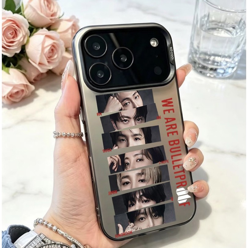 Capinha grupo BTS K-pop Capa Anti-quedas para iPhone 18 17 16 15 14 13 12 11 Pro Max Plus Samsung S23 24 25 A15 A56