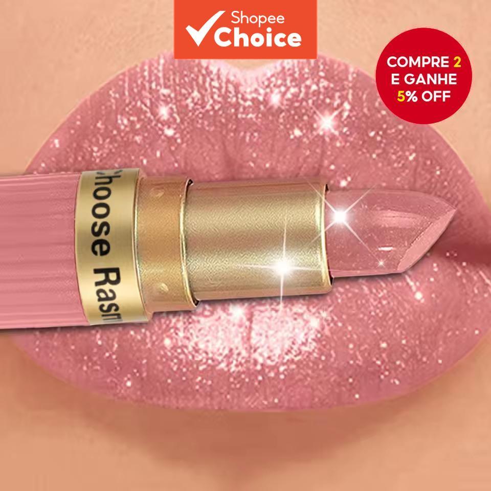 Batom De Veludo Com Glitter Rosa Perolado-Brilho Metálico À Prova D'água De Longa Duração , Escolha Maquiagem Oficial Ac