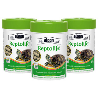 KIT 3 UN Ração Para Tartarugas Aquaticas Reptolife Alcon Club 30g