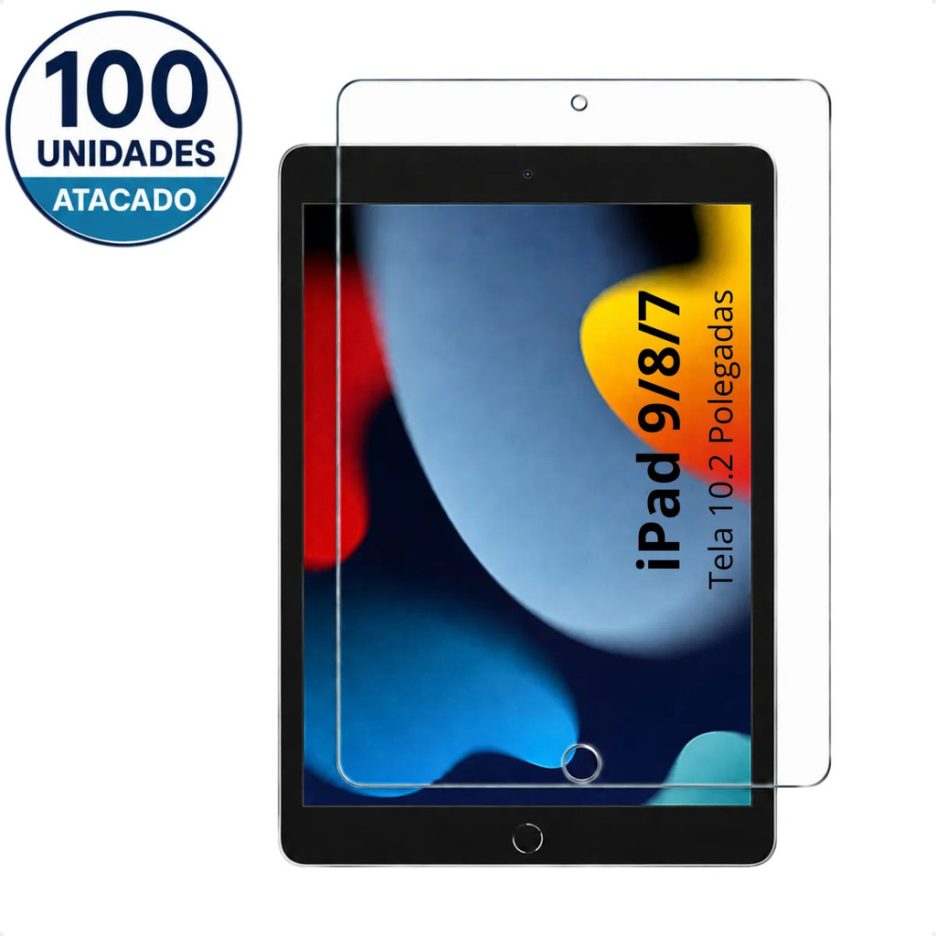 Kit Pelicula iPad 9 8 10.2 Polegadas Anti Impacto Atacado - 100 Unidades
