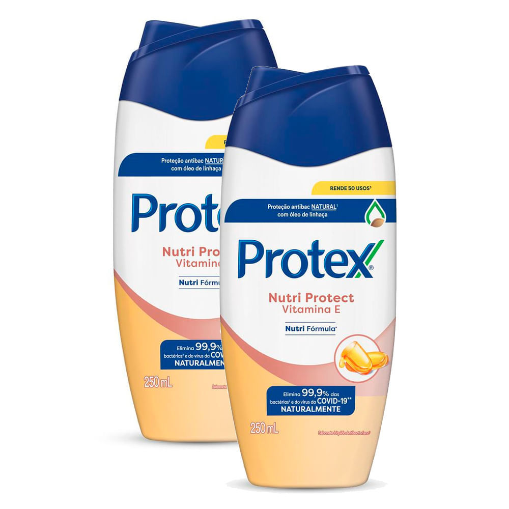 Kit 2 Sabonete Líquido Antibacteriano Protex Nutri Protect Vitamina E 250ml