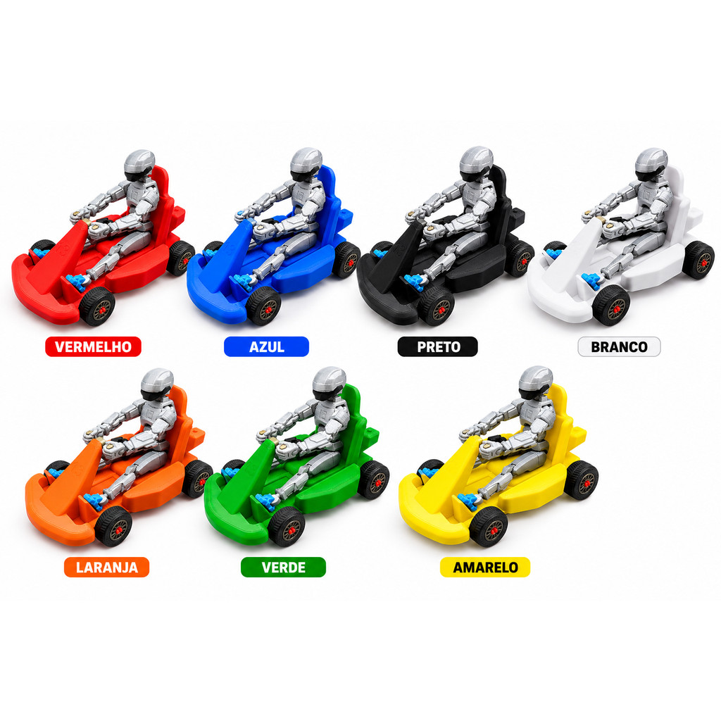 Kart para Dummy 13cm Compatível com Boneco Articulado | Carrinho 3D | Diversas Cores | Acessório para Action Figure