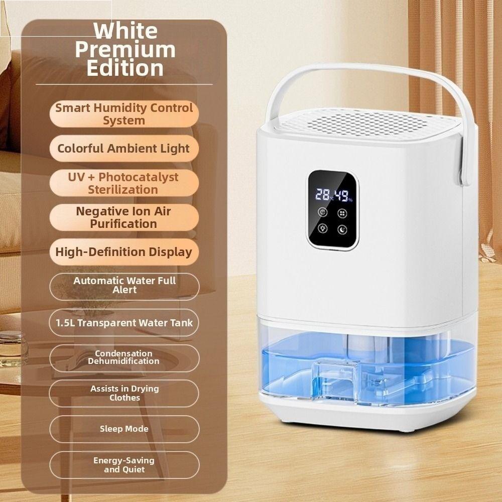 Mini Desumidificador Silencioso , Pequeno À Prova De Umidade De 1.5L , Eliminador Tela Digital LED Portátil