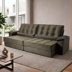 Sofá Retrátil Reclinável 2,30m Ascari Suede Velut Tabaco molas Ensacadas - King House