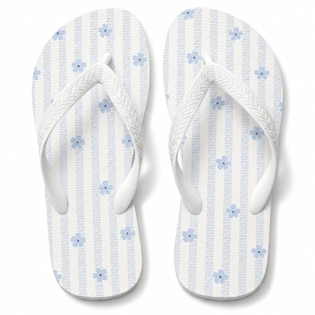 Chinelo Feminino Azul Delicado Estampado Confortável Estiloso Antiderrapante - Envio Imediato