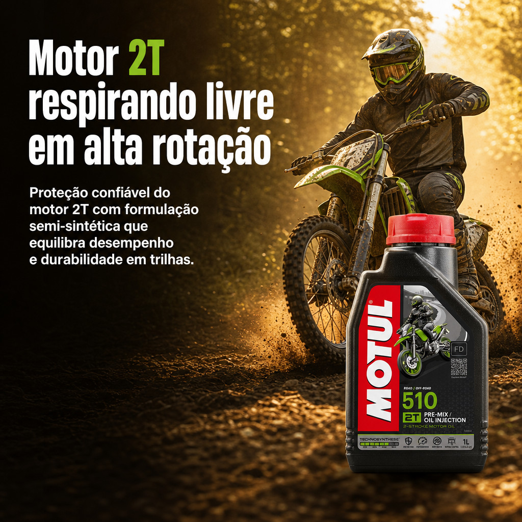Óleo Motul 510 2t Powerlube Semi Sintético 1 L Moto Trilha — imagem 2 de 2